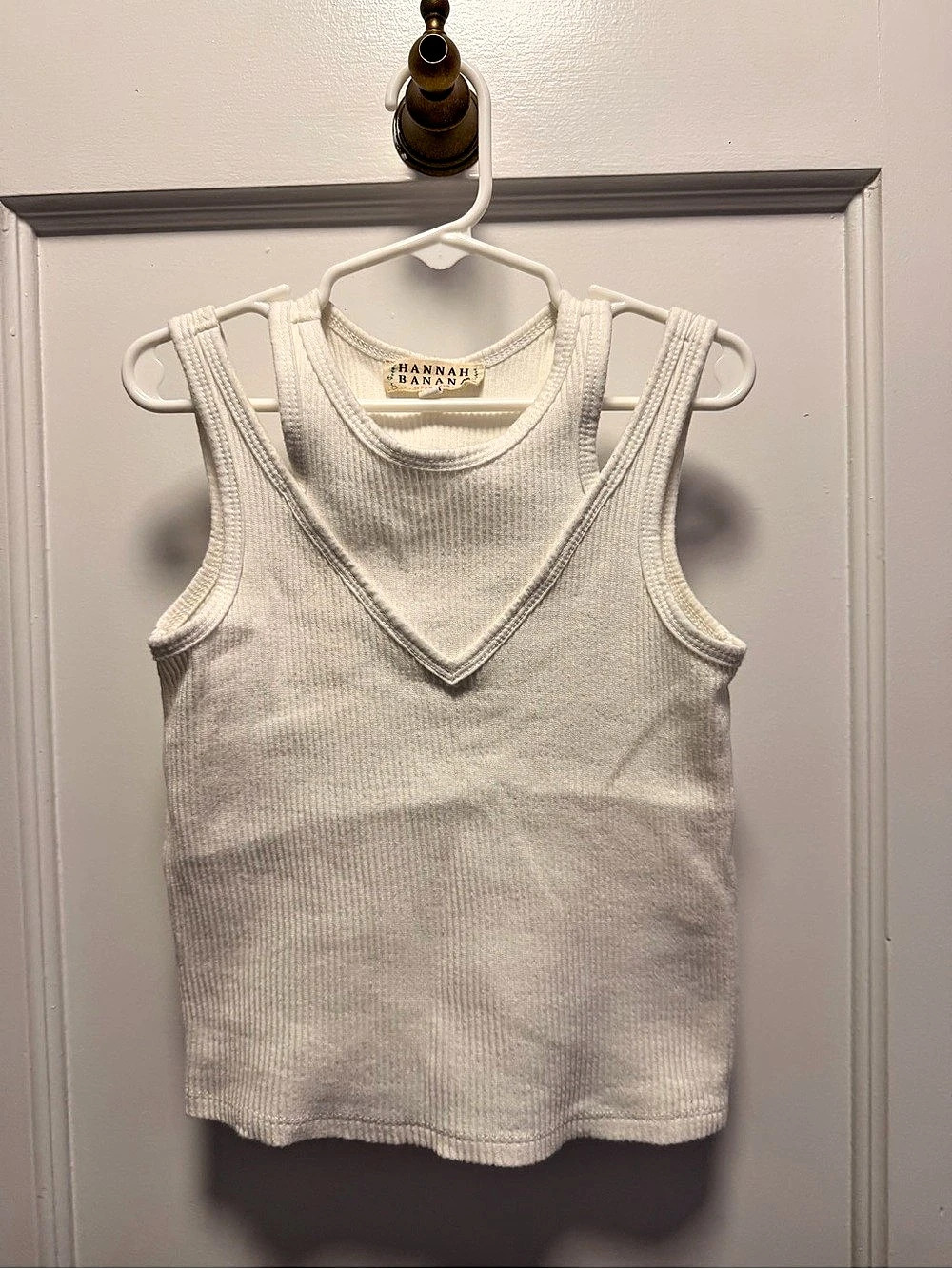 Hannah Banana Ribbed Tank Top White Size 7